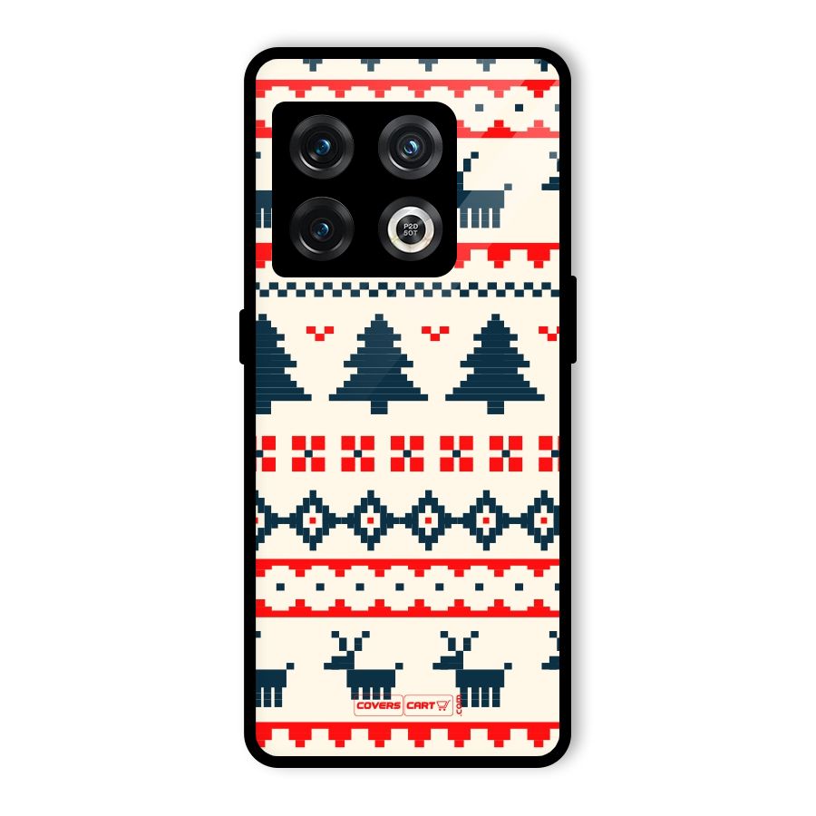 Christmas Design Pattern Glass Back Case for OnePlus 10 Pro 5G