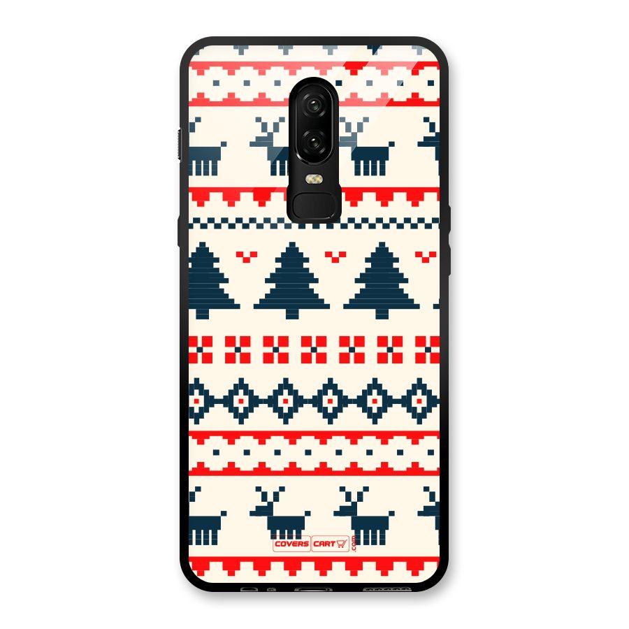 Christmas Design Pattern Glass Back Case for OnePlus 6