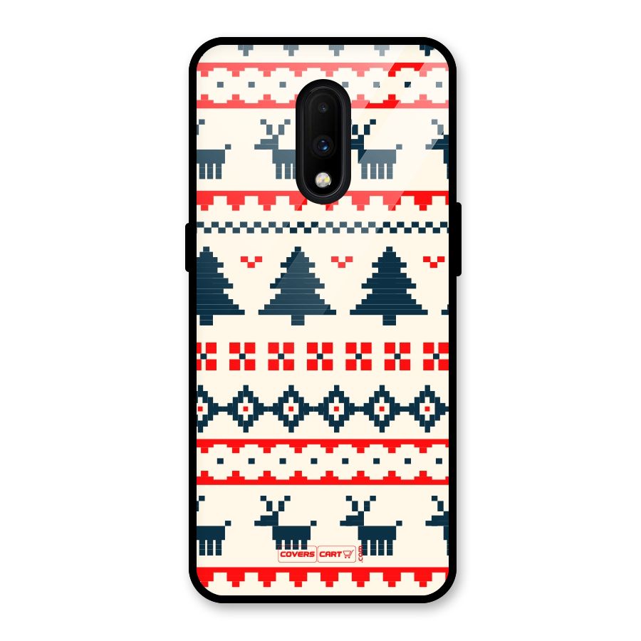 Christmas Design Pattern Glass Back Case for OnePlus 7