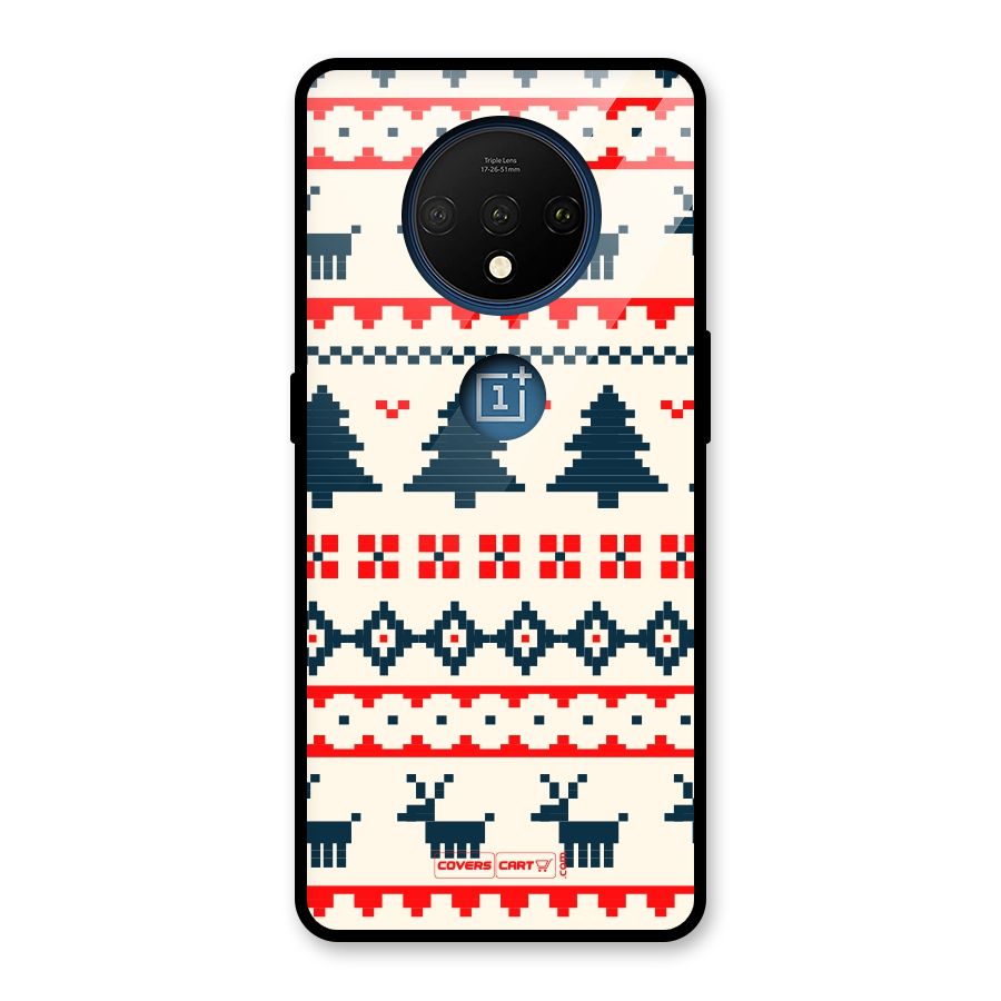 Christmas Design Pattern Glass Back Case for OnePlus 7T