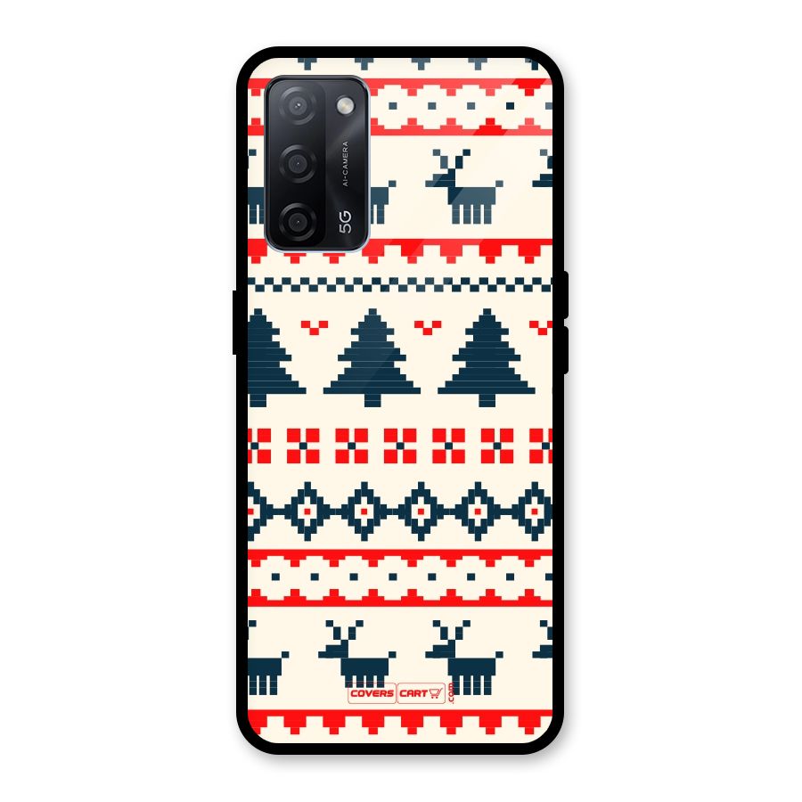 Christmas Design Pattern Glass Back Case for Oppo A53s 5G