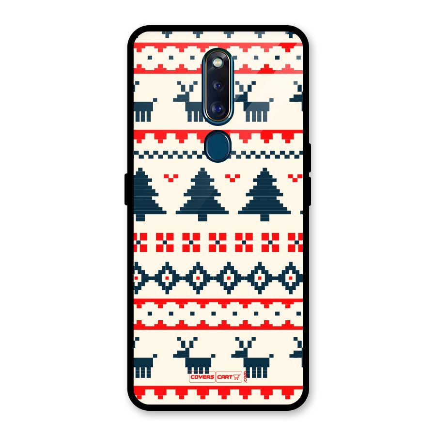 Christmas Design Pattern Glass Back Case for Oppo F11 Pro