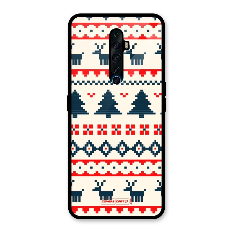 Christmas Design Pattern Glass Back Case for Oppo Reno2 F