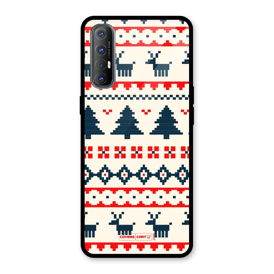 Christmas Design Pattern Glass Back Case for Oppo Reno3 Pro