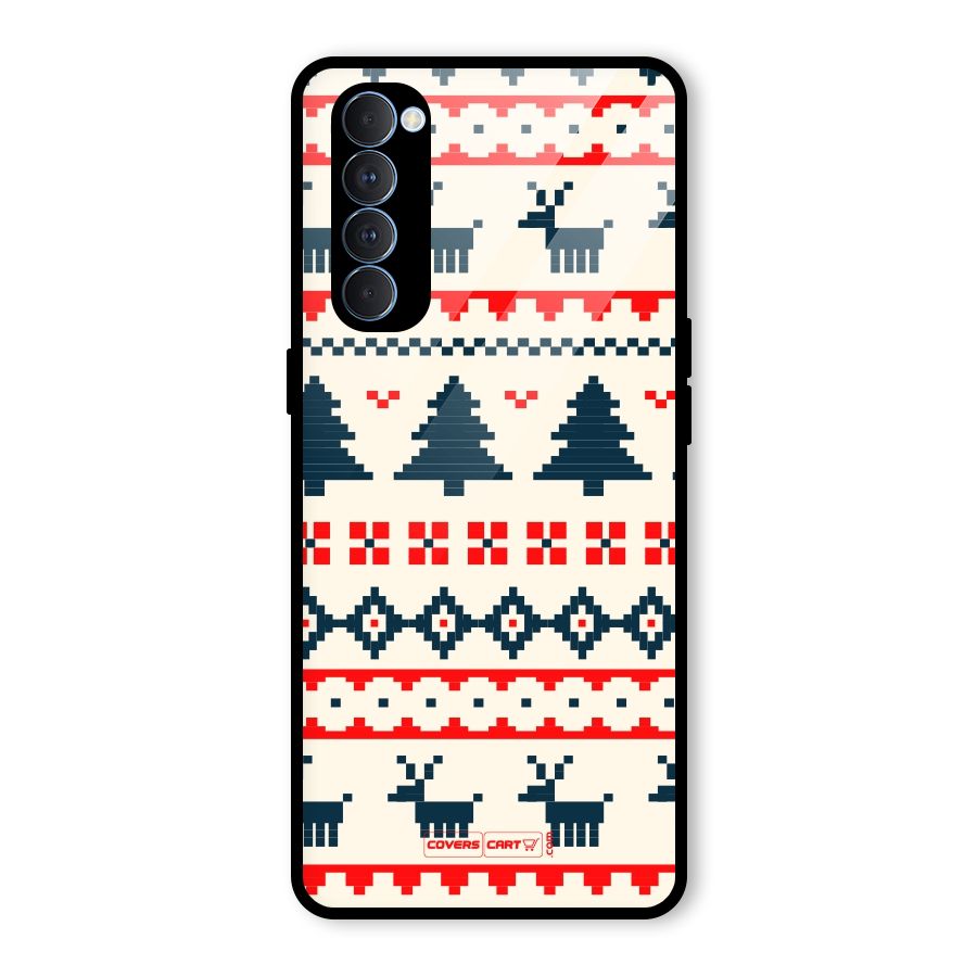 Christmas Design Pattern Glass Back Case for Oppo Reno4 Pro