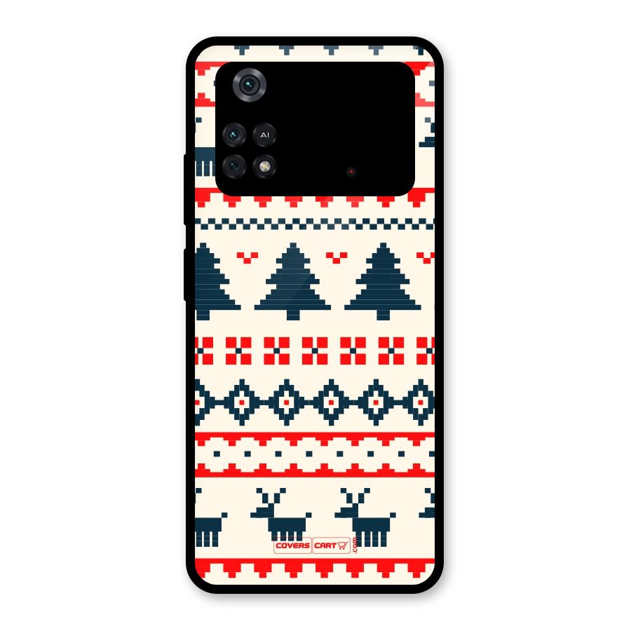 Christmas Design Pattern Glass Back Case for Poco M4 Pro 4G