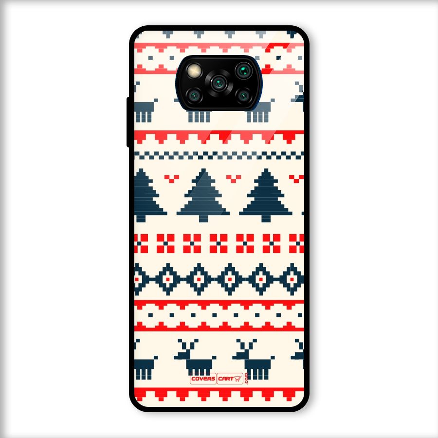 Christmas Design Pattern Glass Back Case for Poco X3