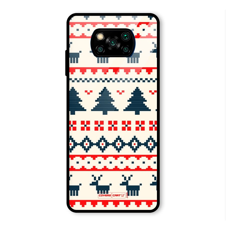 Christmas Design Pattern Glass Back Case for Poco X3 Pro