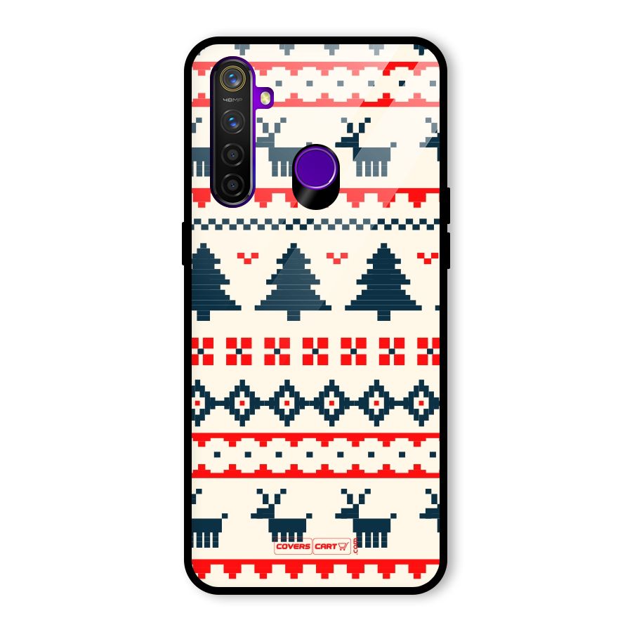 Christmas Design Pattern Glass Back Case for Realme 5 Pro