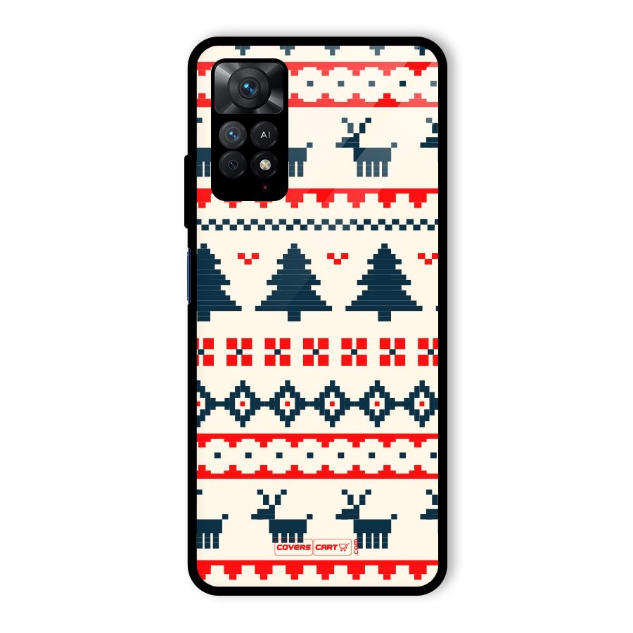 Christmas Design Pattern Glass Back Case for Redmi Note 11 Pro