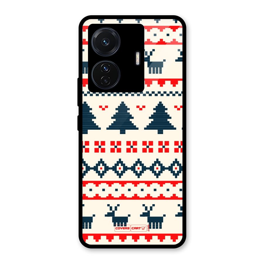 Christmas Design Pattern Glass Back Case for Vivo T1 Pro