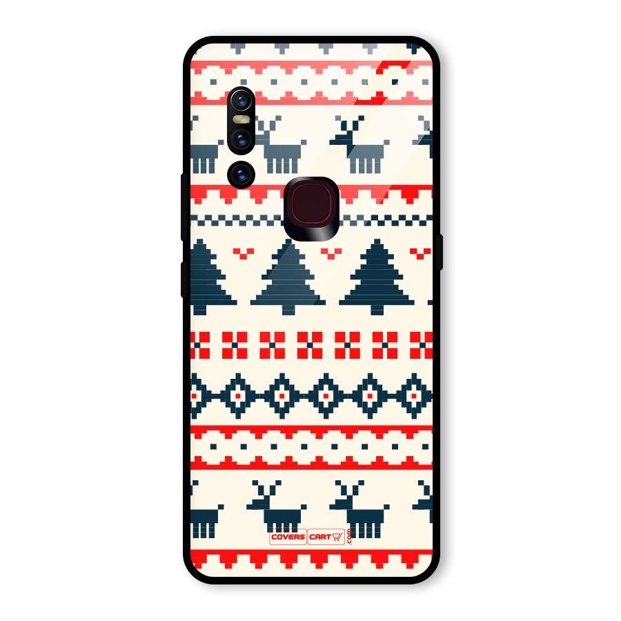 Christmas Design Pattern Glass Back Case for Vivo V15