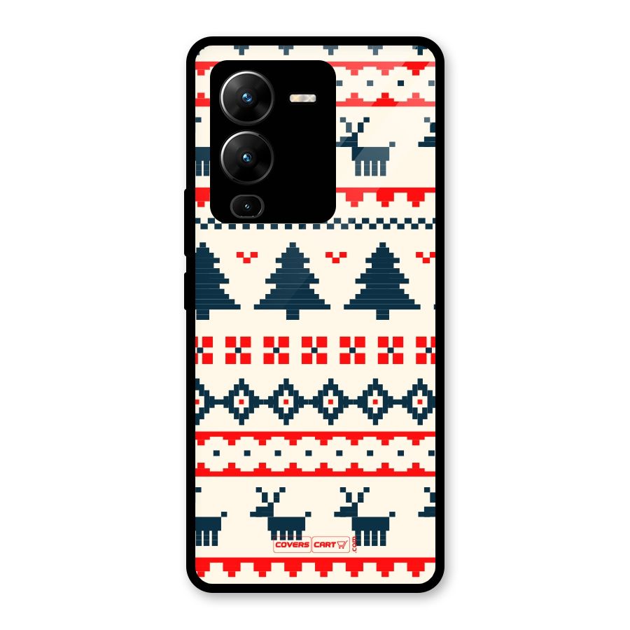 Christmas Design Pattern Glass Back Case for Vivo V25 Pro