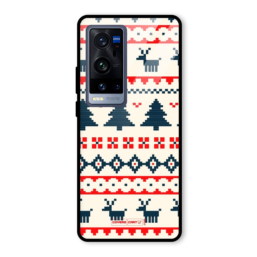Christmas Design Pattern Glass Back Case for Vivo X60 Pro Plus