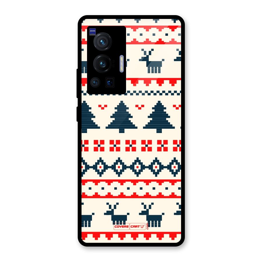 Christmas Design Pattern Glass Back Case for Vivo X70 Pro