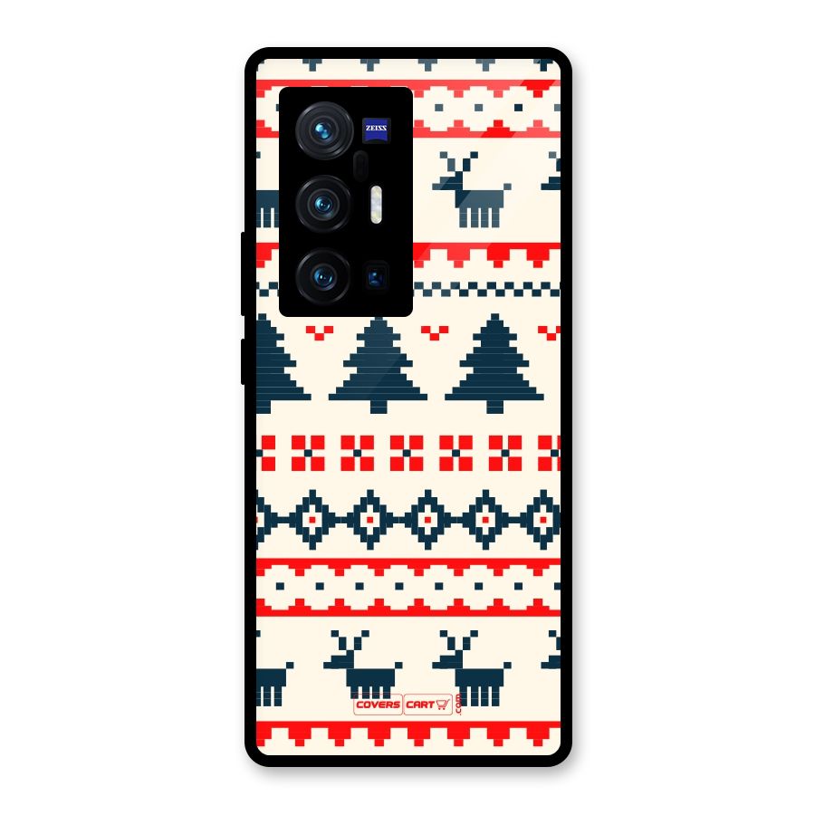 Christmas Design Pattern Glass Back Case for Vivo X70 Pro Plus