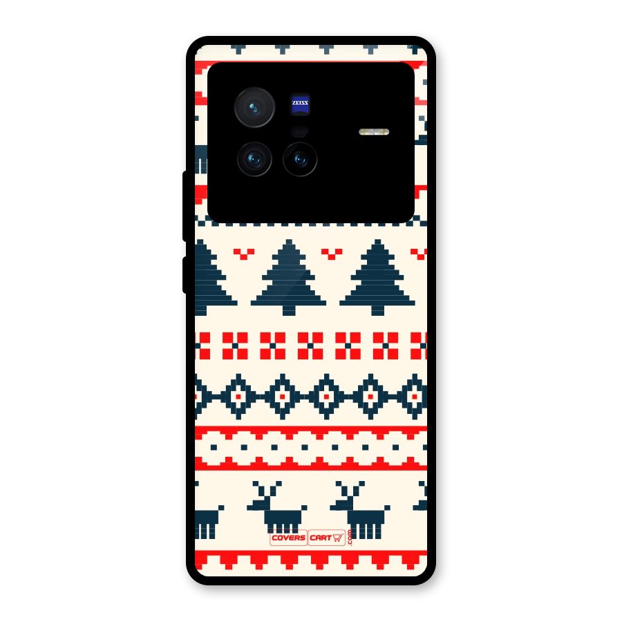Christmas Design Pattern Glass Back Case for Vivo X80