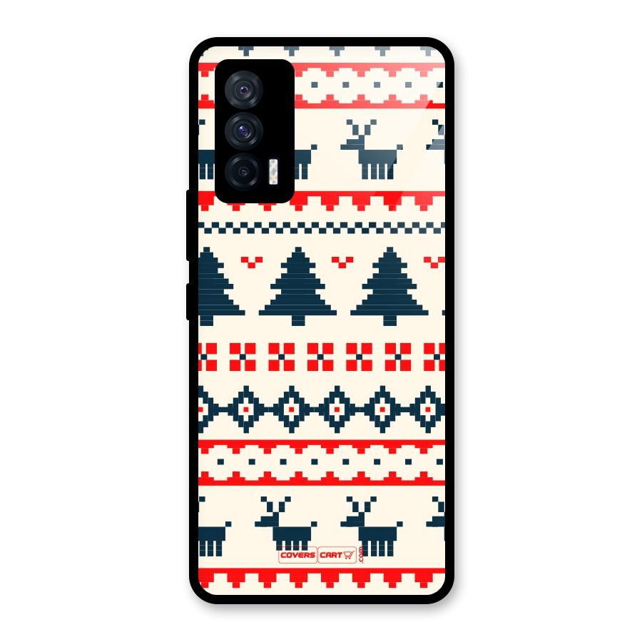 Christmas Design Pattern Glass Back Case for Vivo iQOO 7 5G