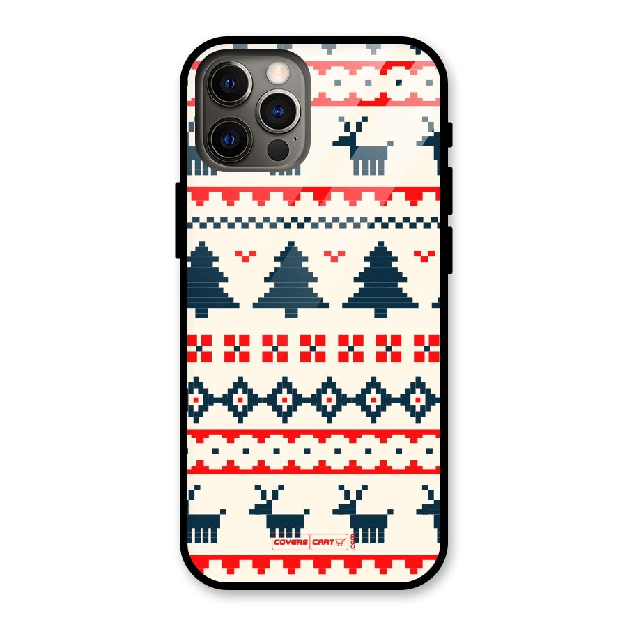 Christmas Design Pattern Glass Back Case for iPhone 12 Pro