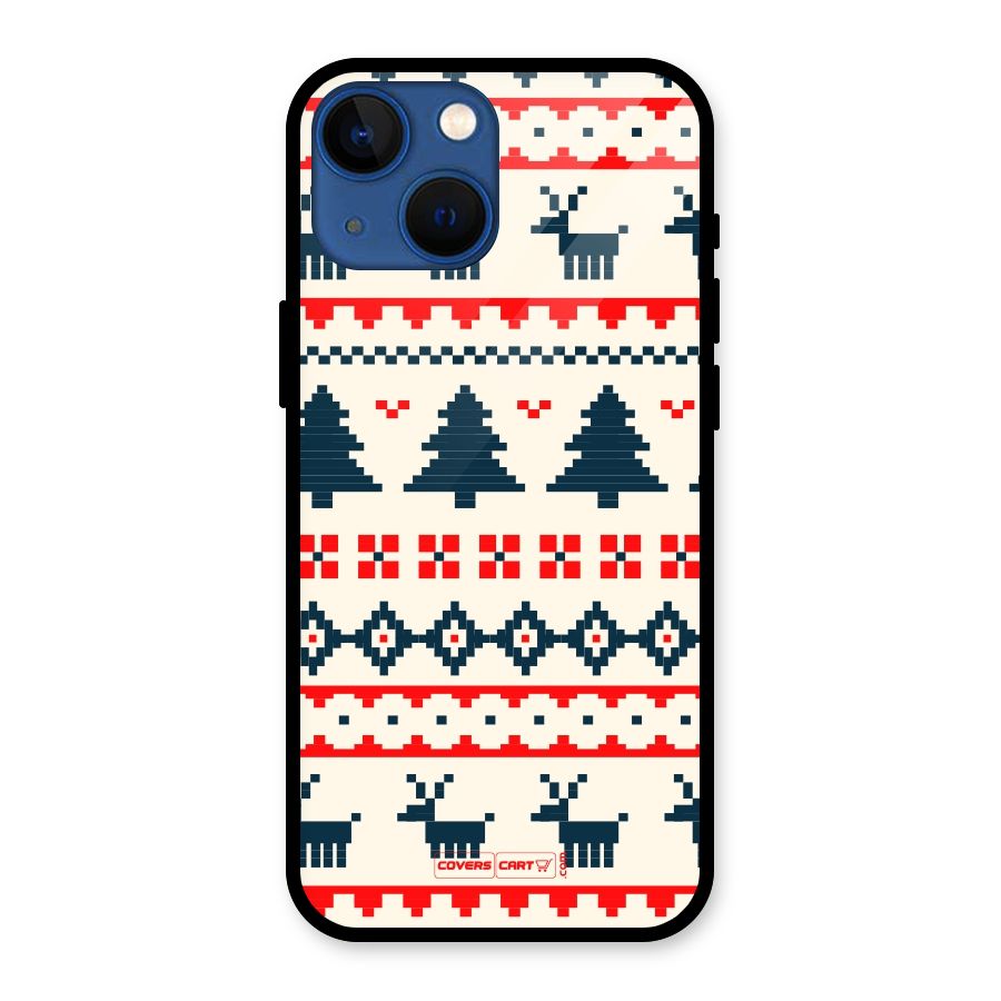 Christmas Design Pattern Glass Back Case for iPhone 13 Mini