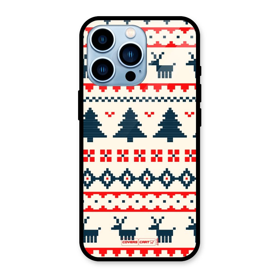 Christmas Design Pattern Glass Back Case for iPhone 13 Pro