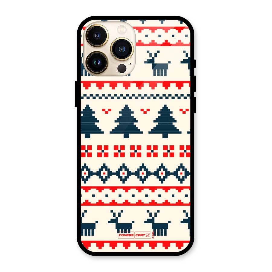 Christmas Design Pattern Glass Back Case for iPhone 13 Pro Max