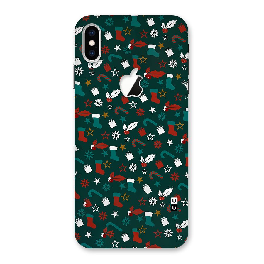 Christmas Pattern Design Back Case for iPhone XS Max Apple Cut