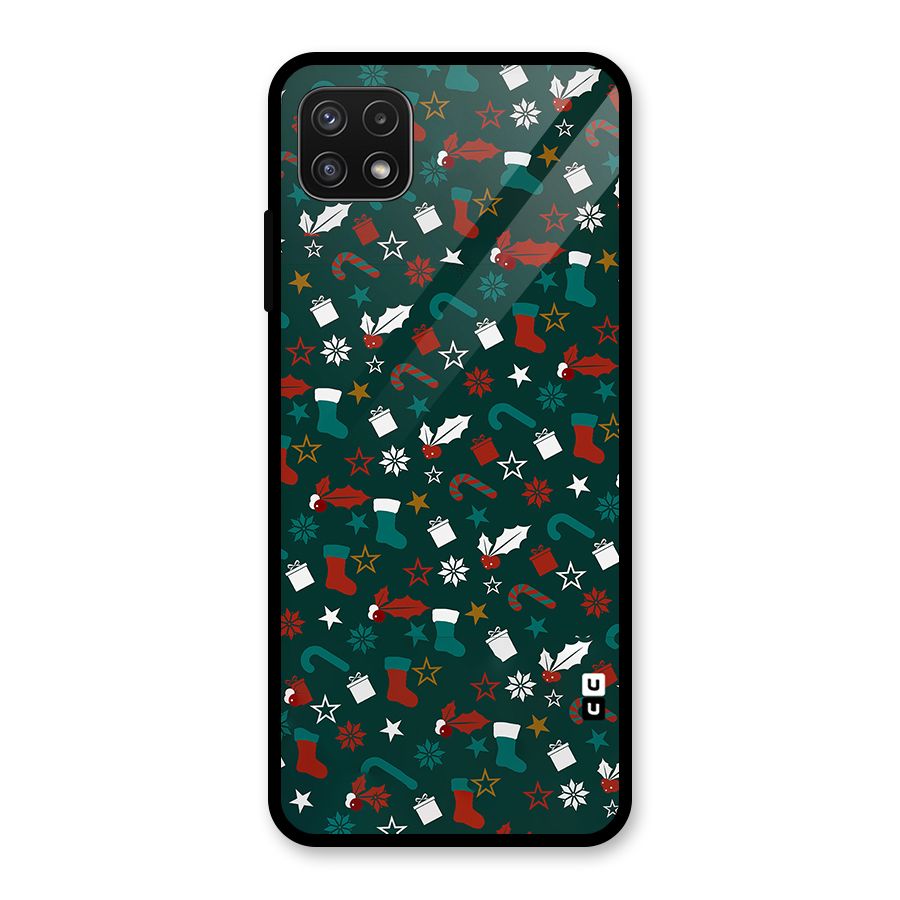 Christmas Pattern Design Glass Back Case for Galaxy A22 5G