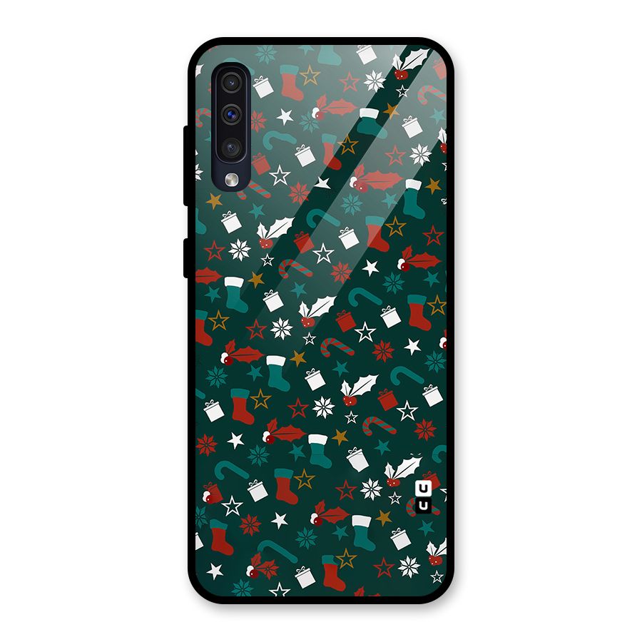 Christmas Pattern Design Glass Back Case for Galaxy A50