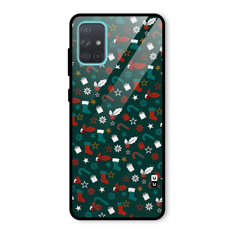 Christmas Pattern Design Glass Back Case for Galaxy A71