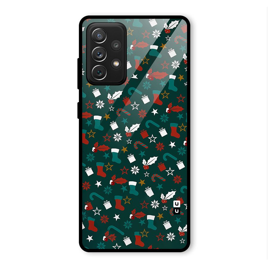 Christmas Pattern Design Glass Back Case for Galaxy A72