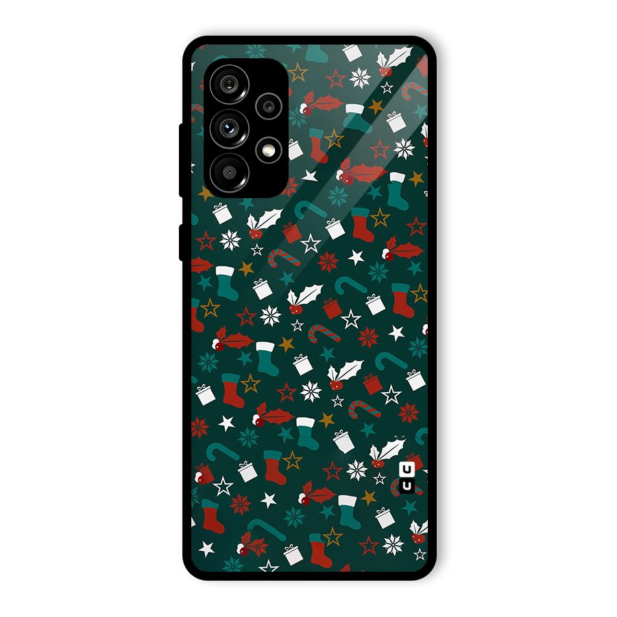 Christmas Pattern Design Glass Back Case for Galaxy A73 5G
