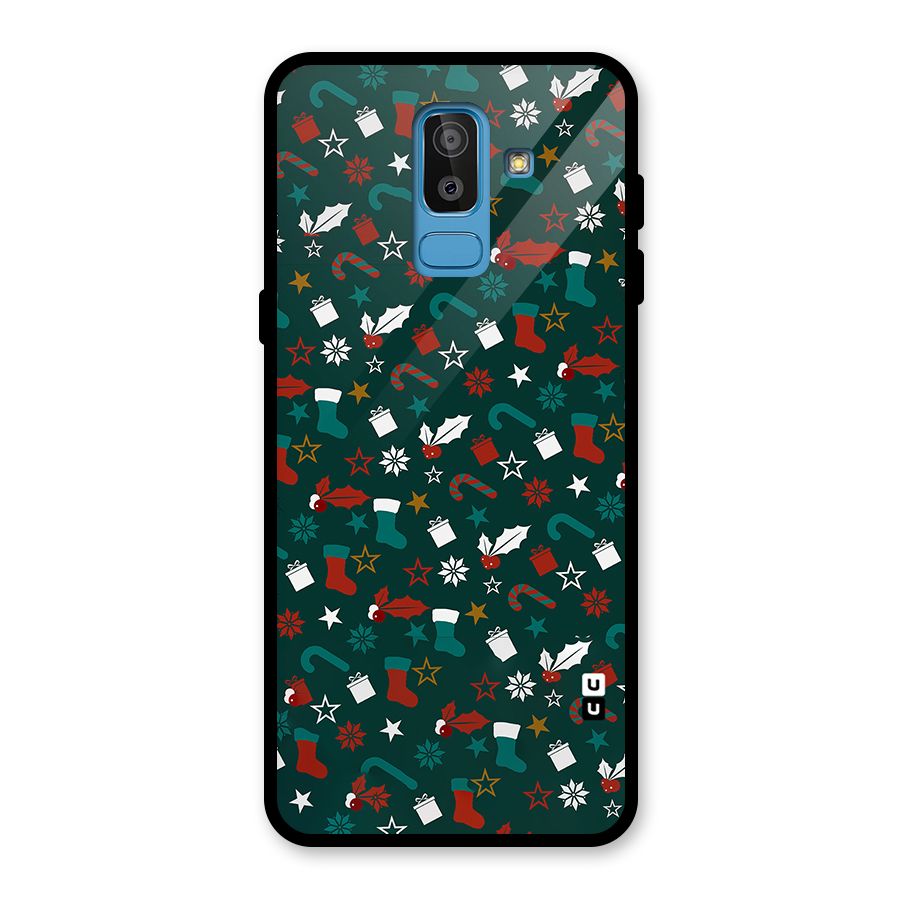 Christmas Pattern Design Glass Back Case for Galaxy J8