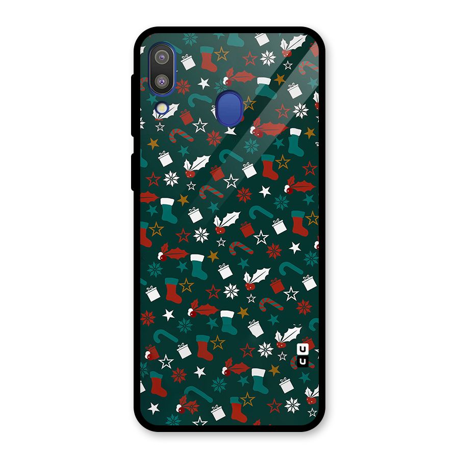 Christmas Pattern Design Glass Back Case for Galaxy M20