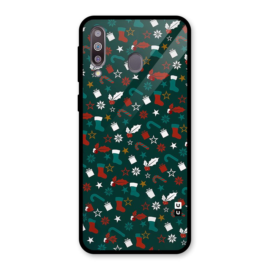 Christmas Pattern Design Glass Back Case for Galaxy M30