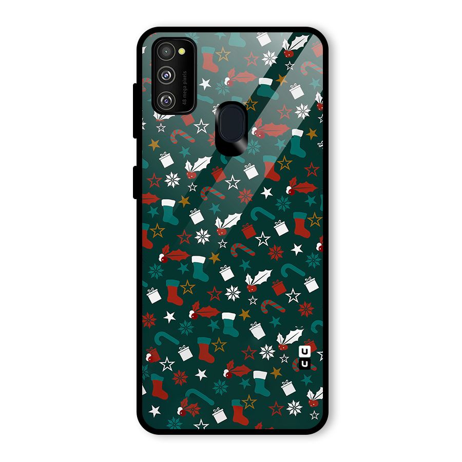 Christmas Pattern Design Glass Back Case for Galaxy M30s