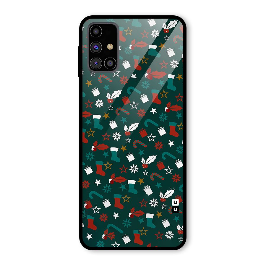 Christmas Pattern Design Glass Back Case for Galaxy M31s