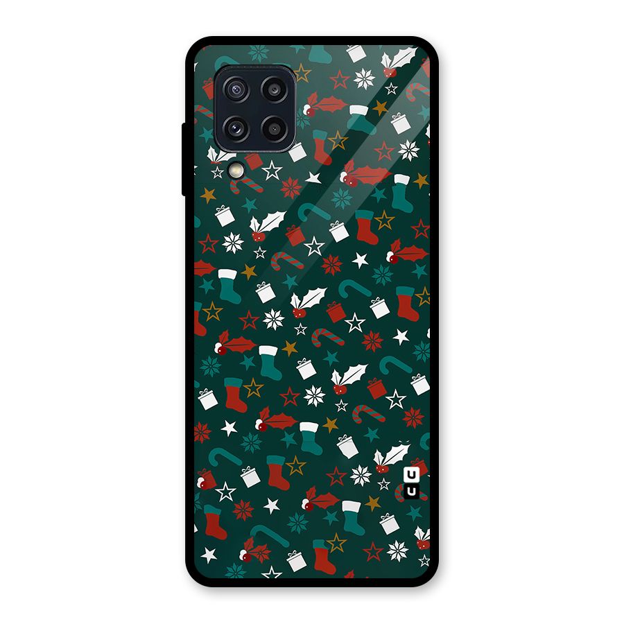 Christmas Pattern Design Glass Back Case for Galaxy M32