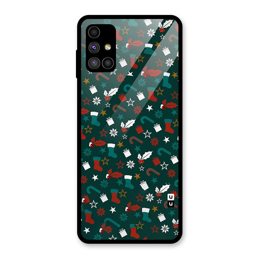 Christmas Pattern Design Glass Back Case for Galaxy M51