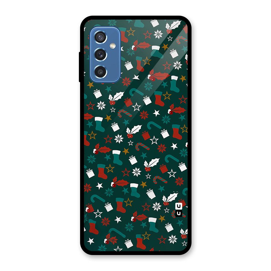 Christmas Pattern Design Glass Back Case for Galaxy M52 5G