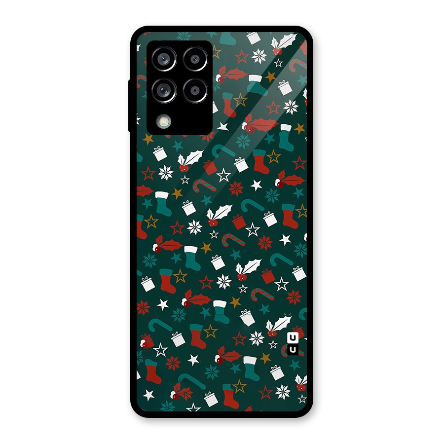 Christmas Pattern Design Glass Back Case for Galaxy M53 5G