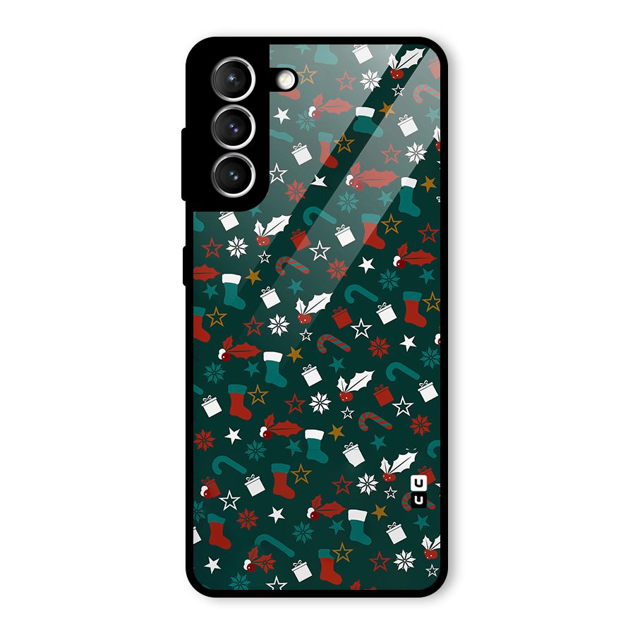 Christmas Pattern Design Glass Back Case for Galaxy S21 5G