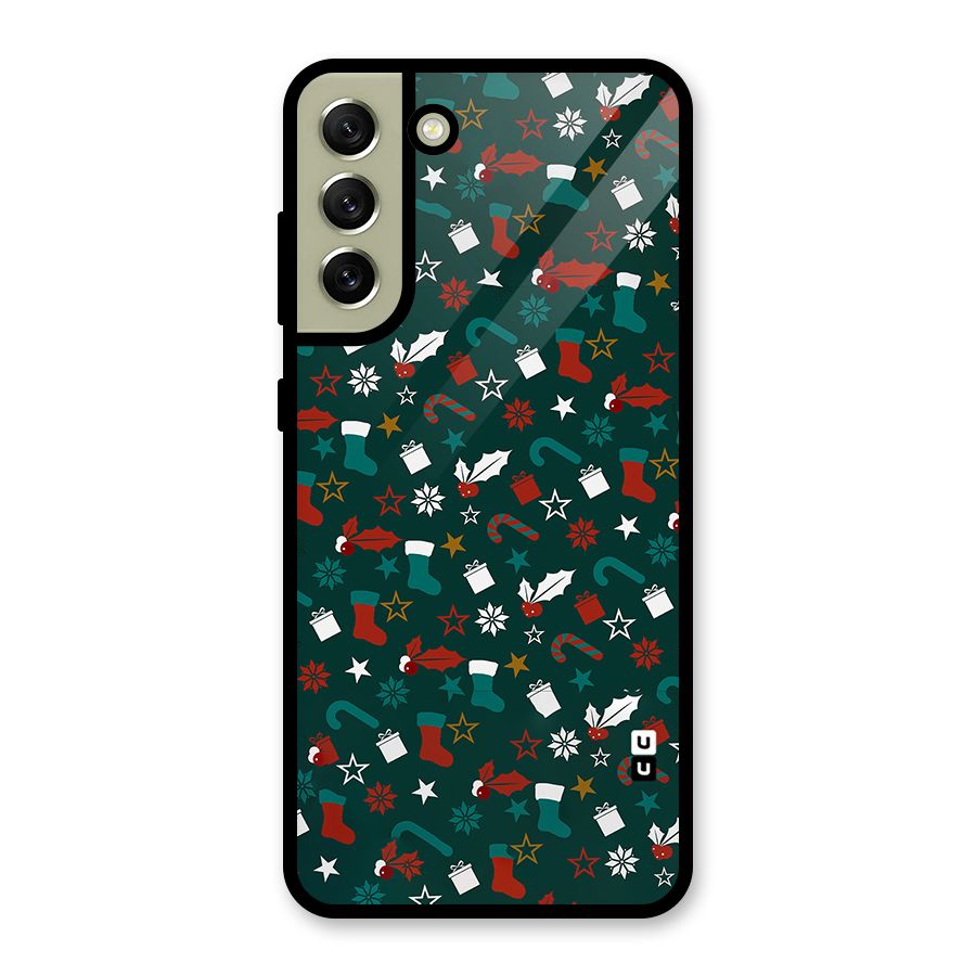 Christmas Pattern Design Glass Back Case for Galaxy S21 FE 5G
