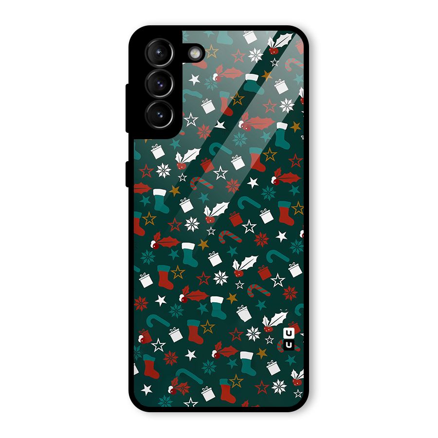 Christmas Pattern Design Glass Back Case for Galaxy S21 Plus