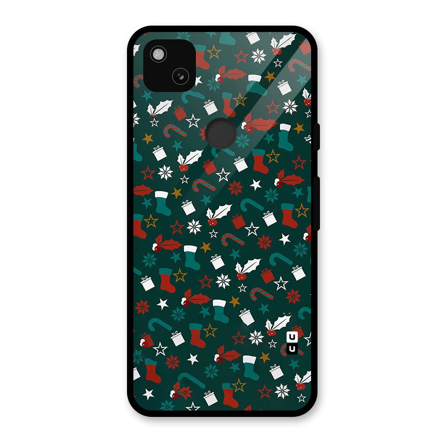 Christmas Pattern Design Glass Back Case for Google Pixel 4a