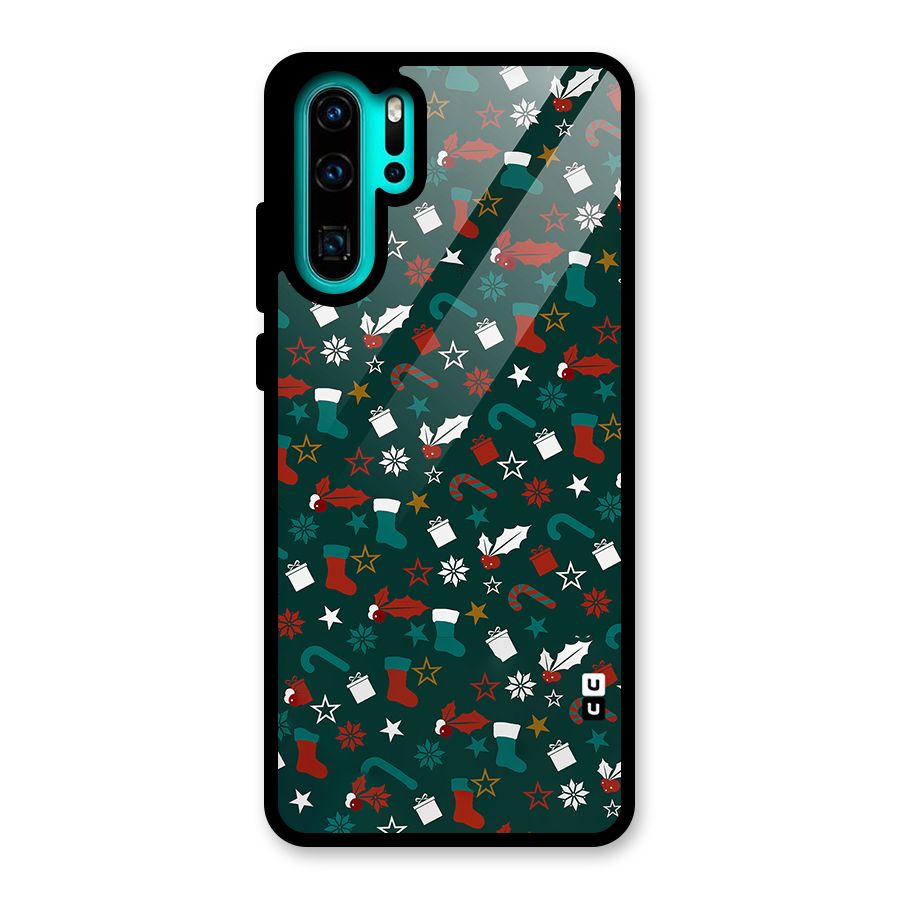 Christmas Pattern Design Glass Back Case for Huawei P30 Pro