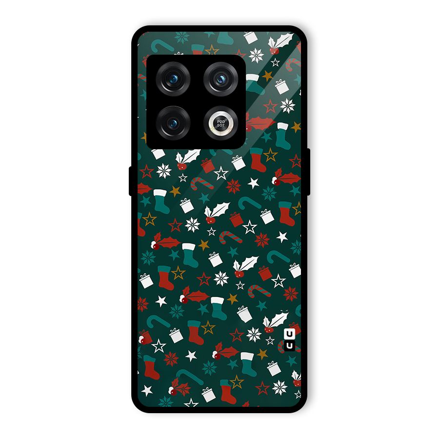 Christmas Pattern Design Glass Back Case for OnePlus 10 Pro 5G