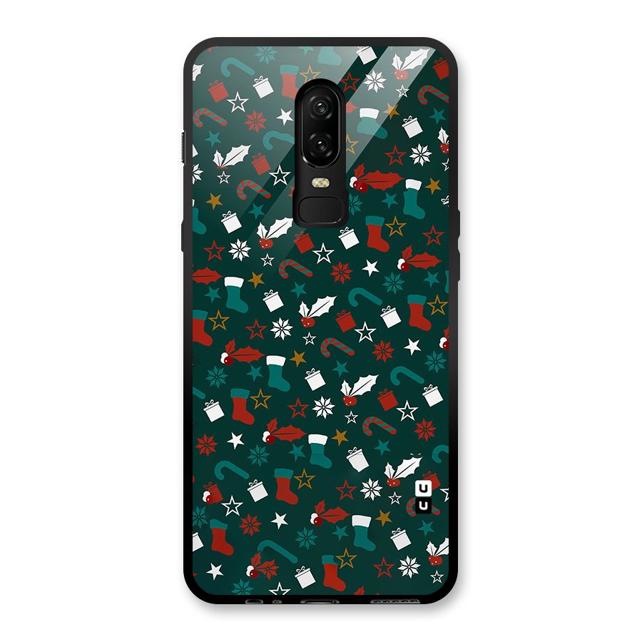 Christmas Pattern Design Glass Back Case for OnePlus 6