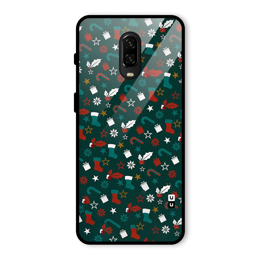 Christmas Pattern Design Glass Back Case for OnePlus 6T