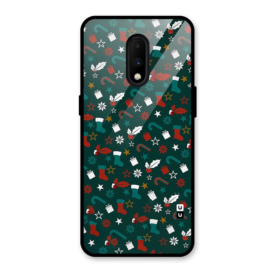 Christmas Pattern Design Glass Back Case for OnePlus 7